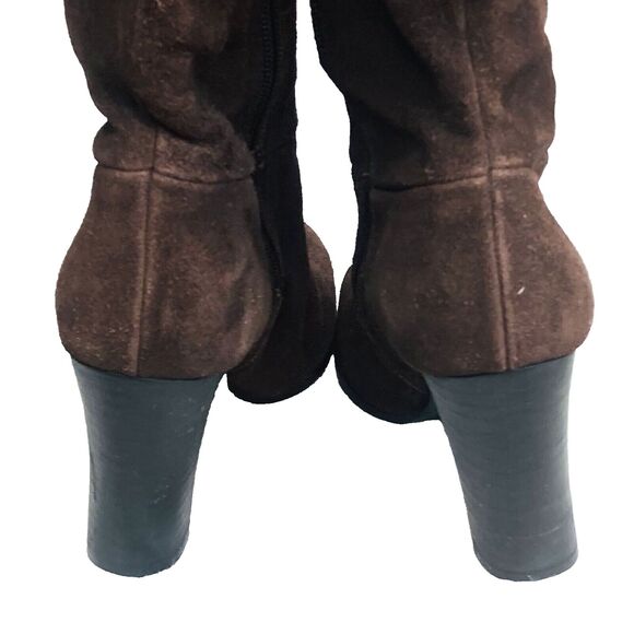 Apostrophe Suede Boots Pirate Riding 15 in Brown Zip 6.5 Women Meander Y2K Gypsy - Picture 9 of 16